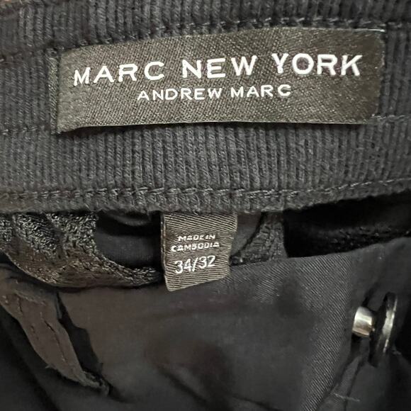 Marc New York Andrew Marc Black Stretch Pants 34x32 Mens Slim Fit Trousers - Picture 3 of 14